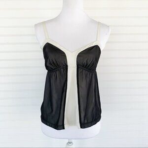 Elle Colorblock Empire Waist Camisole XS Black Cream Adjustable Straps